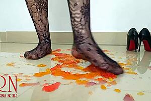 College maid Jeles specialises in scenes like these where she wears stockings and high heels