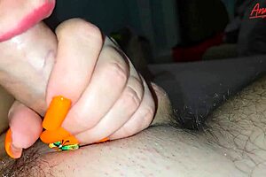Curvy couple love foot fetish sex in bedroom