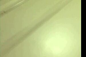 Teen with small breast enters and engages in sexual activity in the restroom
