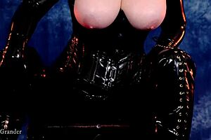 Animated woman dressed in latex clothing turns you on and strips in a point of view fashion video