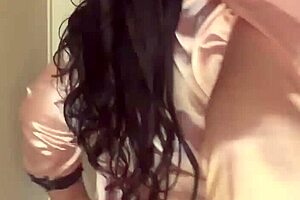 Black slut strips and shows off her real big tits