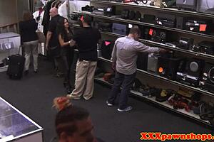 Young milf with large knocks enjoys illicit pantyhose admirations in shop