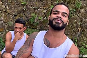Black and Latino men interracial orgy