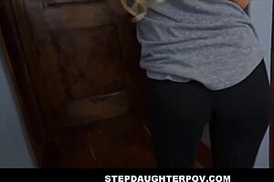Off POV, Bailey Brooke’s strip tease and moving her ass to grind her pussy against stepdad’s crotch ends up achieving a very powerful climax