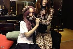 Kigurumi and bondage: Naked woman retrained in straps and Latex mask