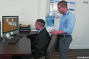 Gay porn video hardcore threesome action with office up boyfriend and employee