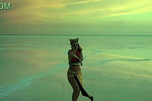 This is mature woman dancing in the salt flats