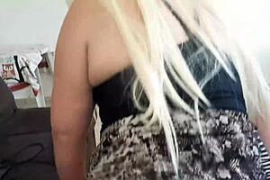 Silly young blonde with huge booty leans into extra lewdness