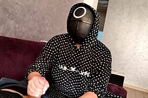 I helped a man to masturbate in the Squid game and caught his sperm on my breast