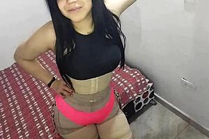 Sexy petite taking brief embarkation of gorgeous Mexican hired lady of adult scene