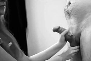 Natasha Nice's sensual handjob and kissing in Christmas-themed video