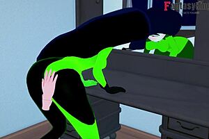 Kim Possible's sexy spy adventures: Shego's tit and mouth action
