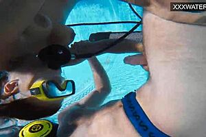 Polina Rucheyok takes a penis in her throat during underwater sex