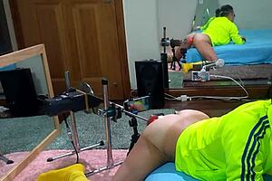 Old school gay ass fuck with yellow butt plug and Chinese objects