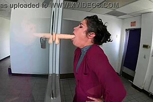 Be serviced with a deepthroat and a spermball covered dildo