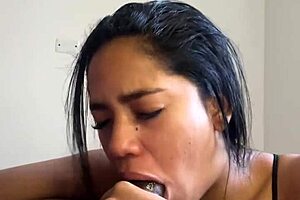 A wet New Year’s kiss results to deepthroat blowjob and cumshot climax