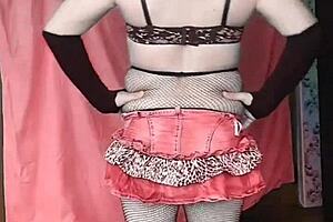 The second beautiful cross dresser is a young bright and cute lad with ICollection and big posterior in a blonde Afro