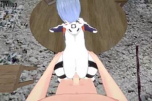 Rei Ayanami's sensual encounter in the city: A thrilling hentai experience