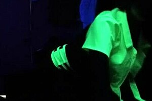 Black light and domination is a fetish that two amateur couples decide to try in a POV fashion