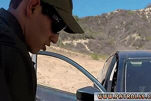 Sexy blonde with braids has wild car sex with a police officer