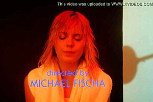 A blonde in a horny session of a steam bath