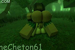 Futanari fuck a monster cock in the forest