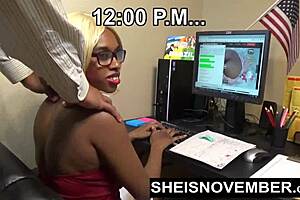 POV doggy style sex in black beauty pleases white employer