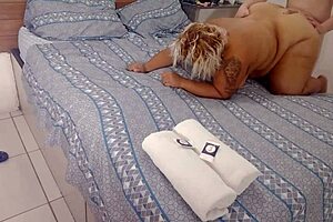 Watch a voluptuous, curvy woman enjoying a breath of fresh air with a shower