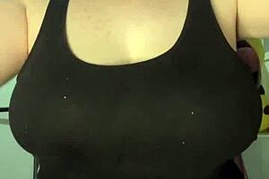 Australian model shows off her big tattoos and slapping her huge breasts