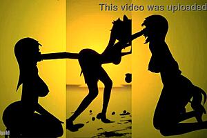 Crampie 'black and white anime girls in cowgirl position