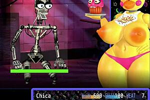 Endo fucks bent over Chica in the FNAF porn game