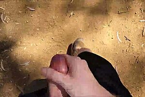 Gay soloboy’s hairy bush with outdoor trip