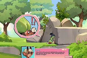 Horny anime girl facesits lucky boy in H game adventure