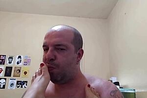 Mature cuckold must pleasure his wife’s fitness weights before sex