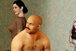 In this cartoon porn we see the sultry brunette seducing her older neighbor with a steamy handjob
