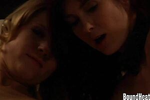 femdom encounter: curvy lesbians kiss and touch