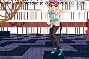 Today all fans of anime girl Pink Cat were pleased to get a new picture in the style of MMD simulation of this character with big boobs