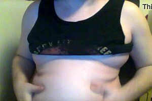 After hours of pegging, a physically fit woman overpowers a heavily overweight one in arm wrestling. He can't fit his big body into his tank top