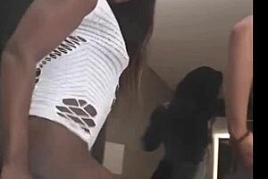 Two sexy ebony women come together to party sensual dancing and intimate display on New Year's Eve