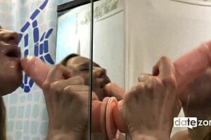 A woman with red nails rehearsing how she will give oral sex