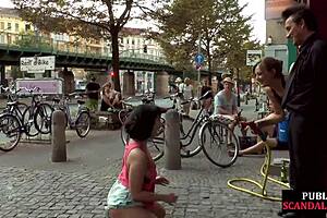 German woman outdoors humiliated then fucked on a bike