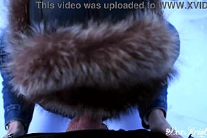 Naughty girl sex with a blowjob and getting all covered with facial on the street