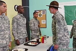 Cock sucking gay male group sex drill sergeant and boy homo