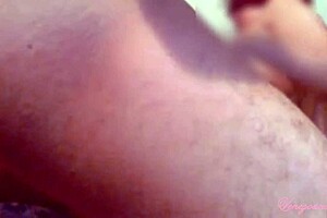 Cute brunette curly-headed girl takes huge dick in her natural home video