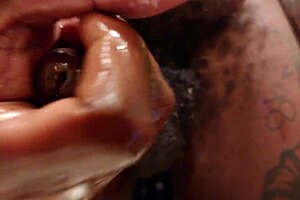 Hallelujah Johnson’s solo masturbation with pocket pussy, close up