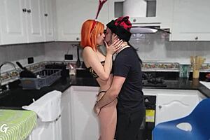 Beautiful hot Latina stripper Jade Mercury enjoying herself pole dancing for William Vega dressed as sexy santa Claus maid Biolink