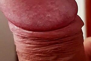 Amateur guy showing precum before anal play