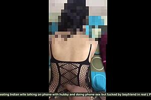Mrs Dirty Indian Wife gets(dt) phone sex whiles her husband chaste