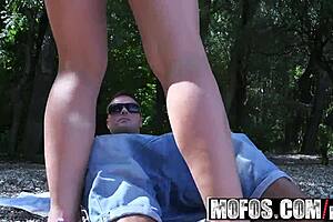 European kids with natural boobs have sex in public