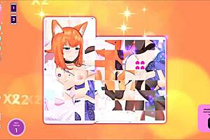 A moaning masterpiece that big tits and toys caress Foxy catgirl waifu